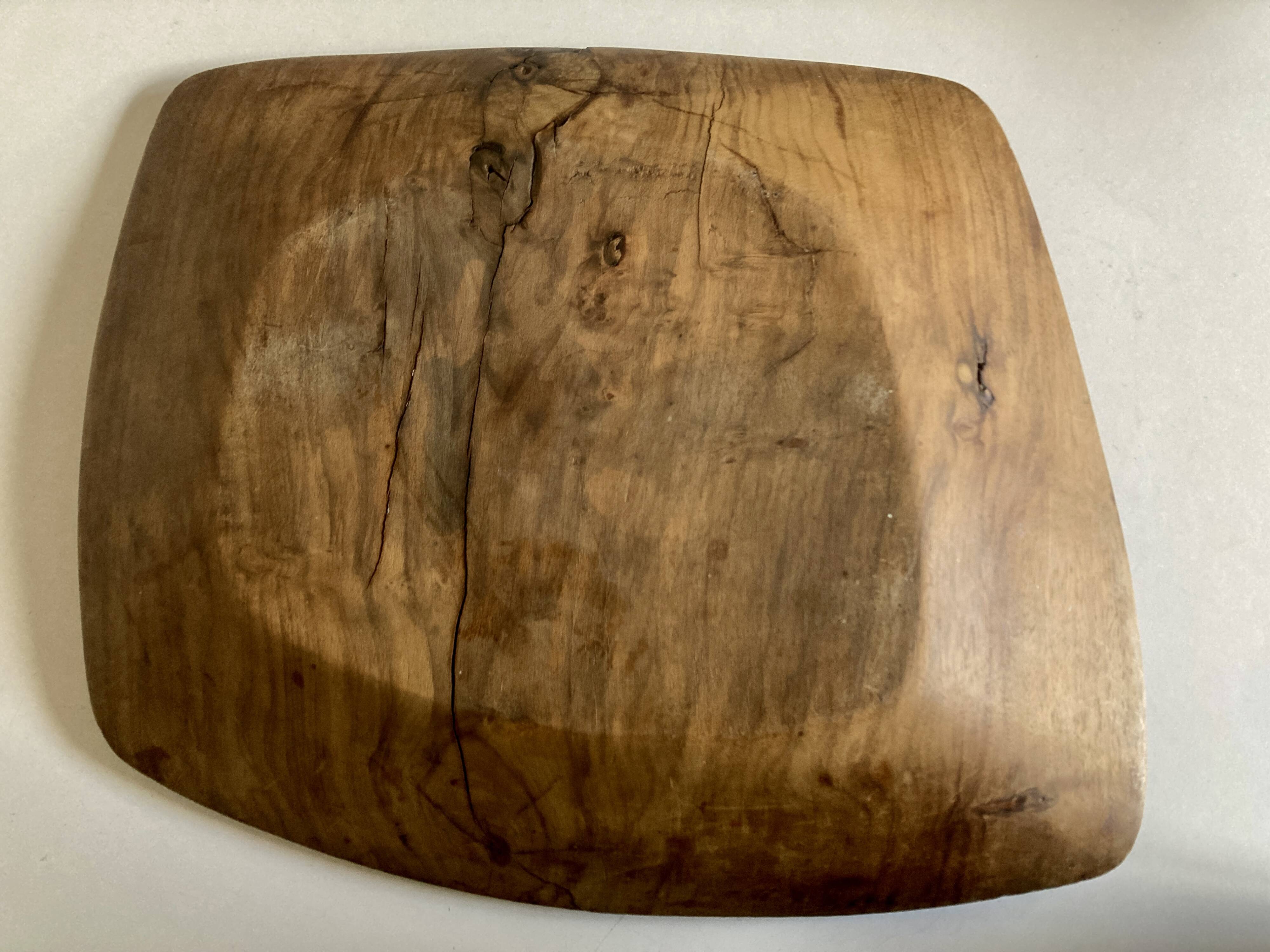 Vide poche forme libre mid century XXL en bois d'olivier