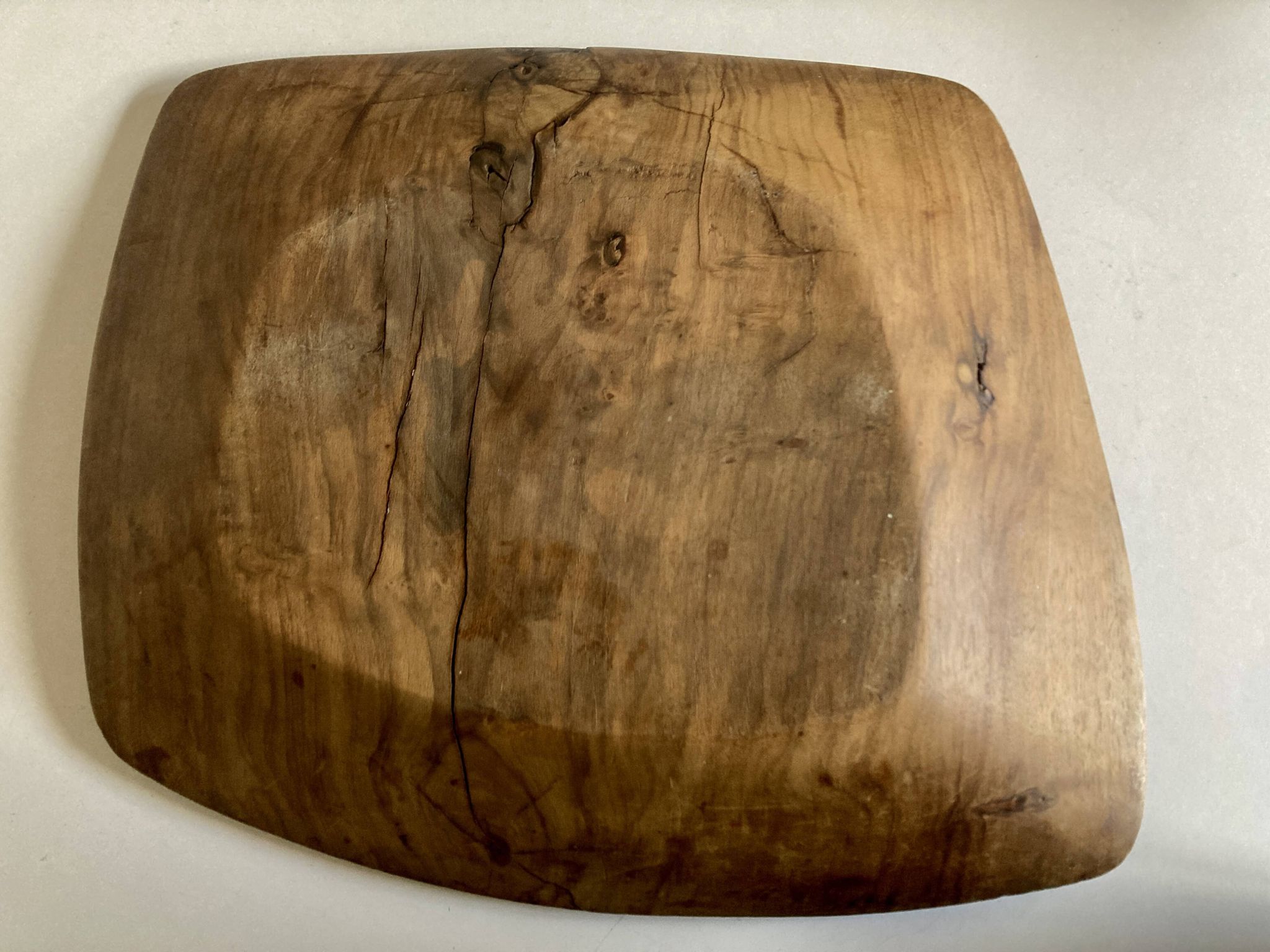 Vide poche forme libre mid century XXL en bois d'olivier