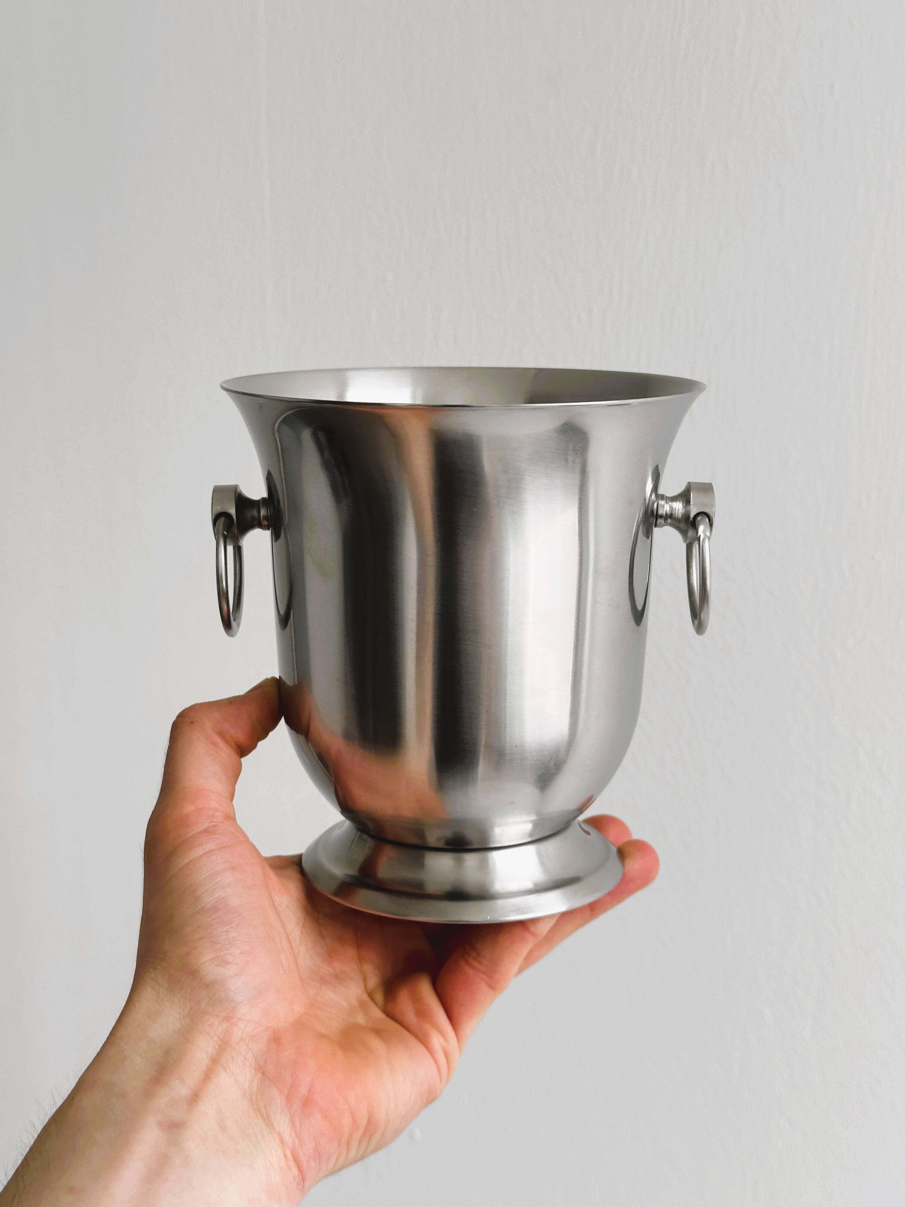 Matte silver metal ice bucket