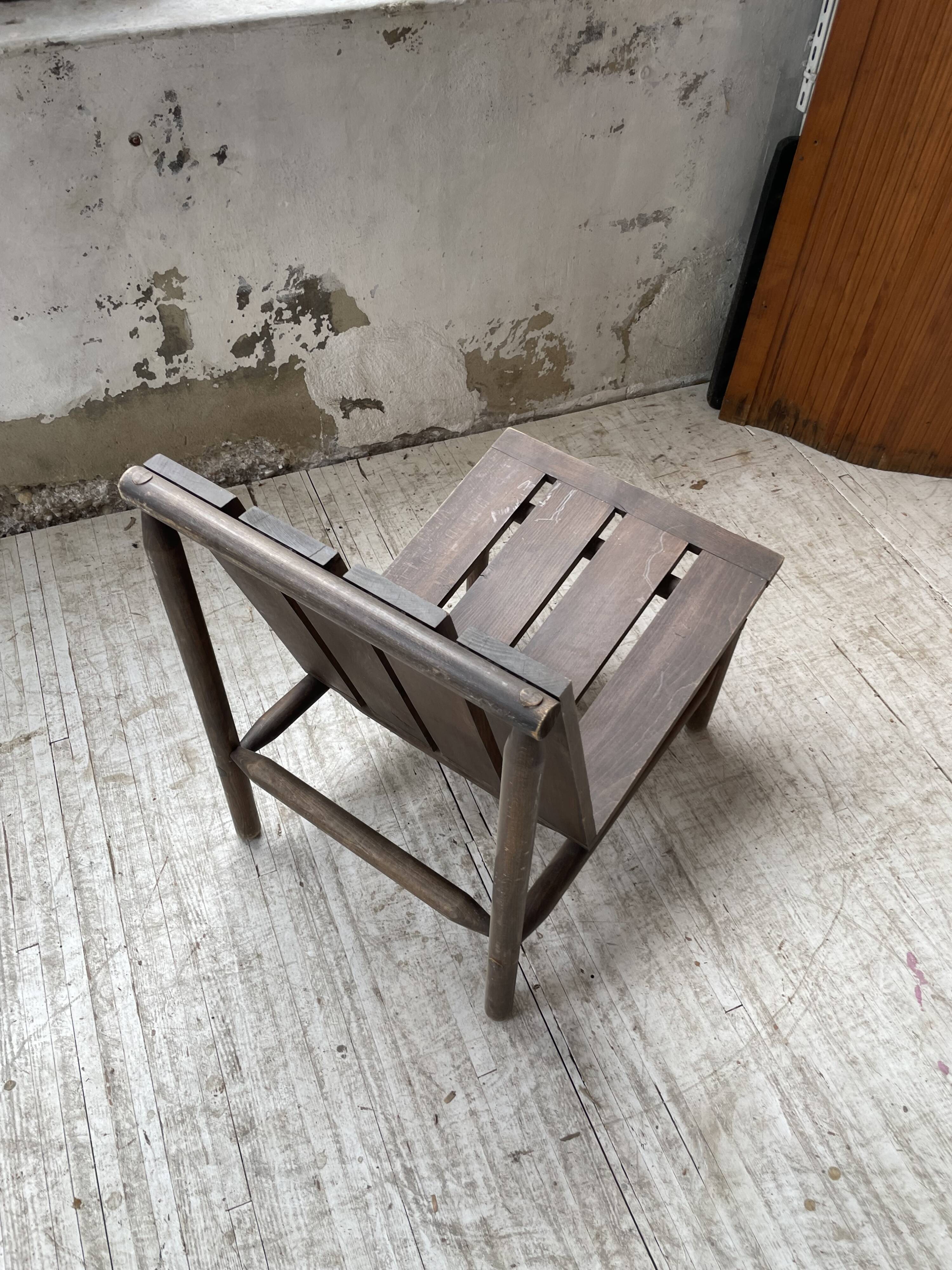 Modernist oak armchair