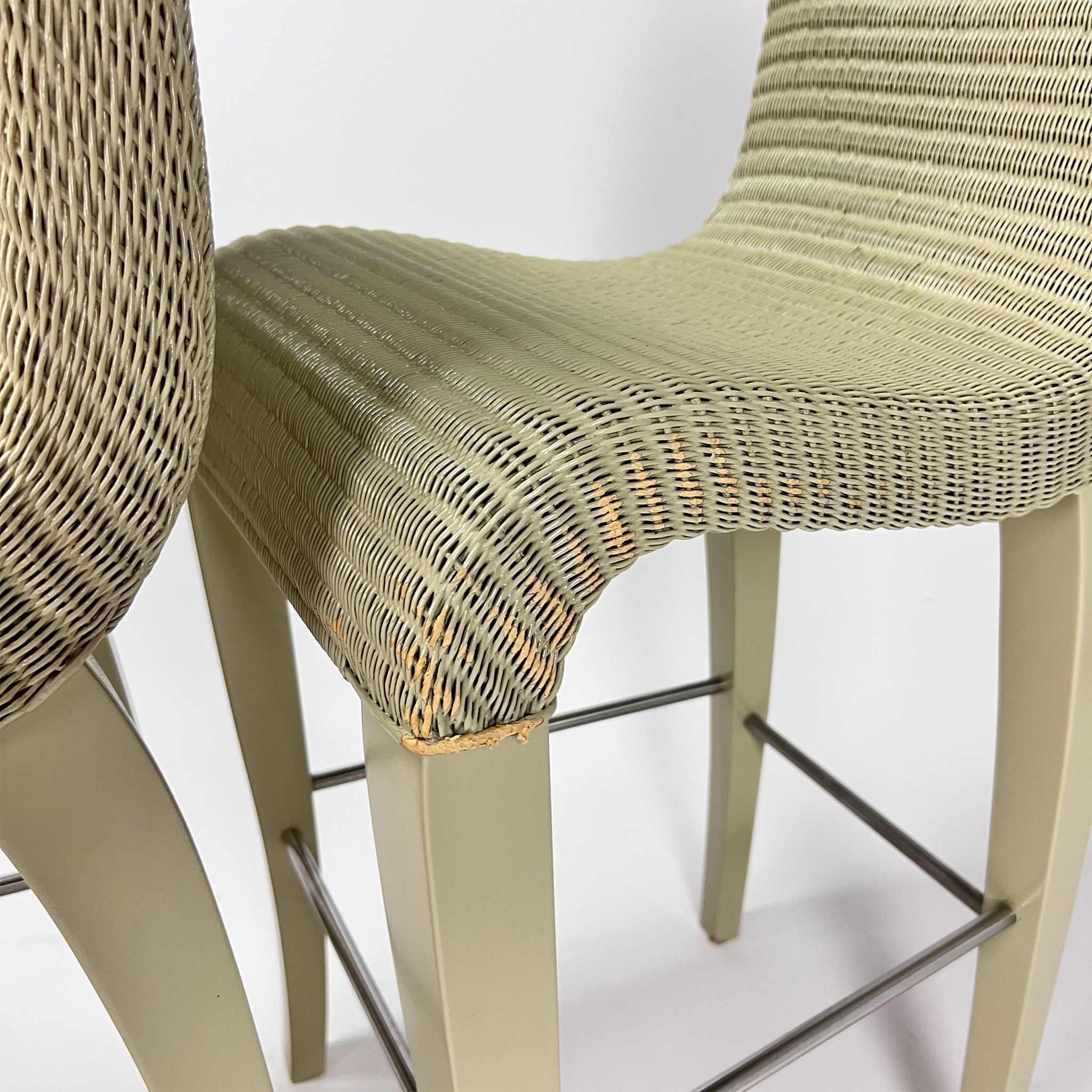 Set de 4 tabourets de bar, Vincent Sheppard, Lloyd Loom, années 2000