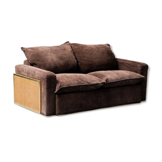 2 seater sofa suede leather vienna straw 70s vintage modern