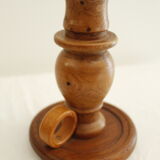 2 wooden candle holders