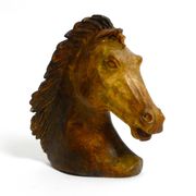 Decorative heavy lifelike 1960's horse head sculpture in brown soapstone
