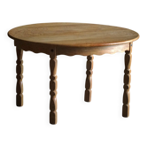 Round dining table in solid oak with two extensions, mid-century Danish, 1960s.