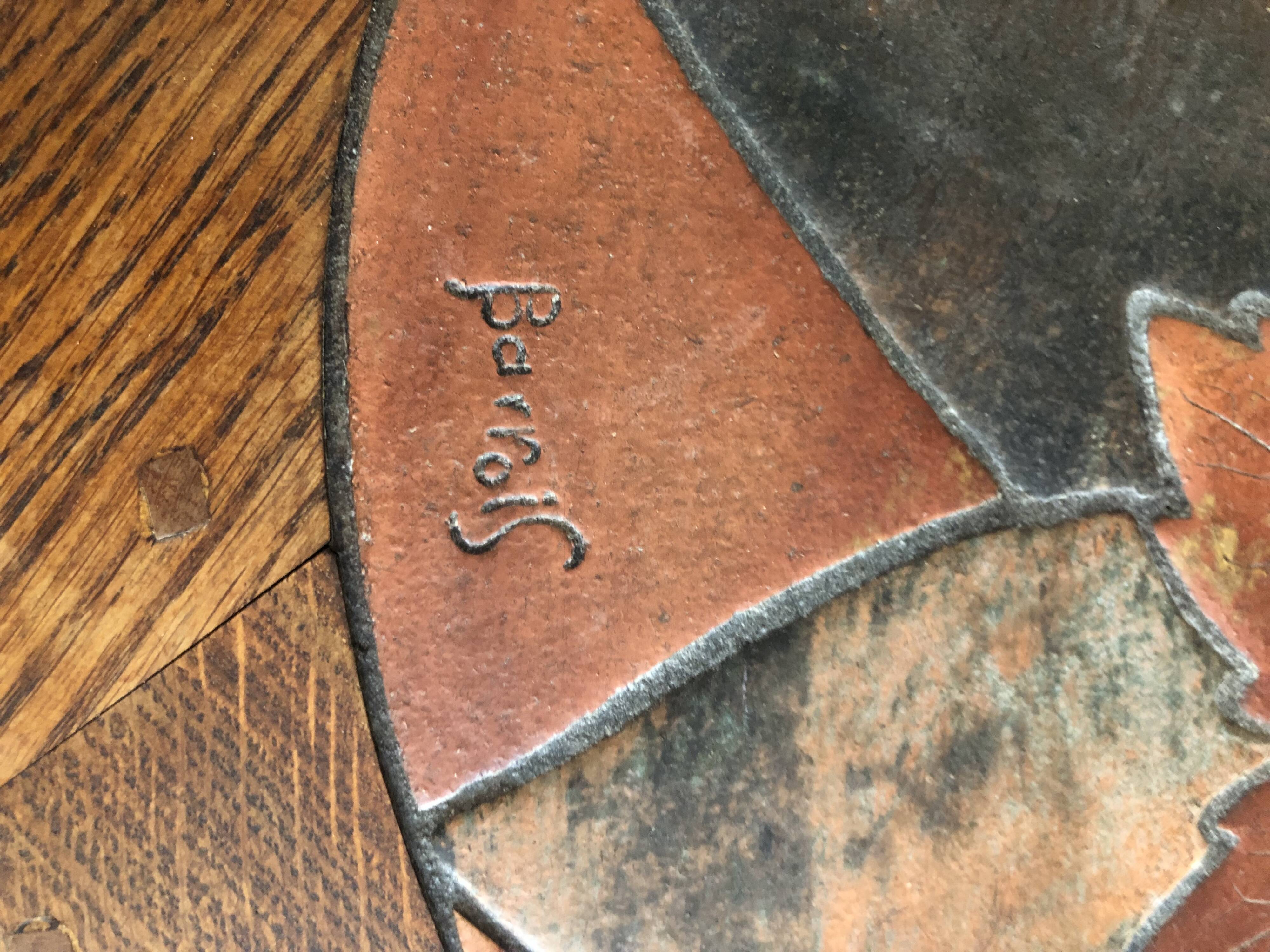 Coffee table in wood and ceramic Valauris signed by Louis Barrois.