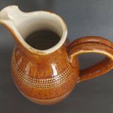 Mid-20th century brown glazed stoneware wine pitcher