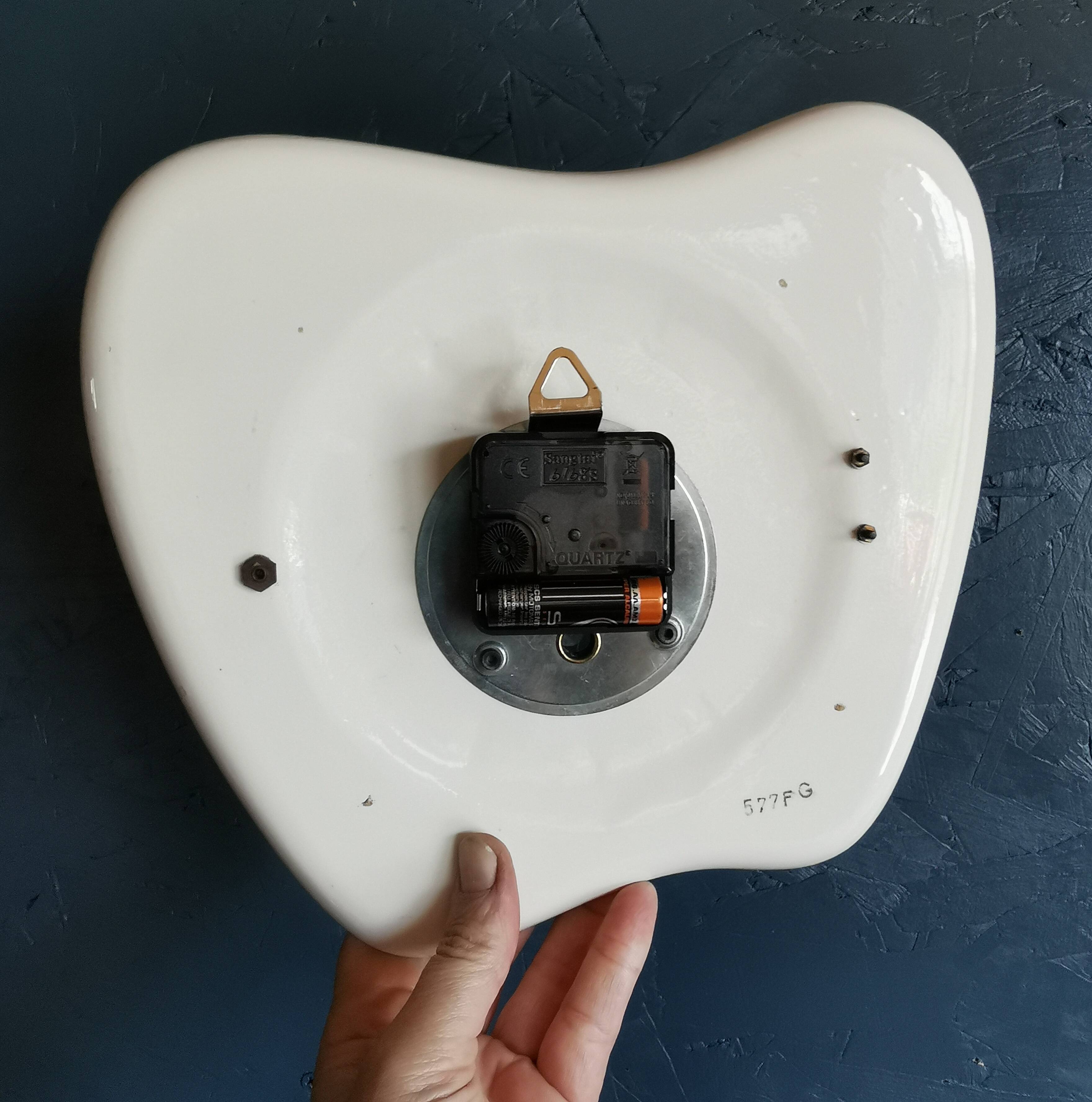 Vintage ceramic clock silent wall pendulum "Exact golden blue"