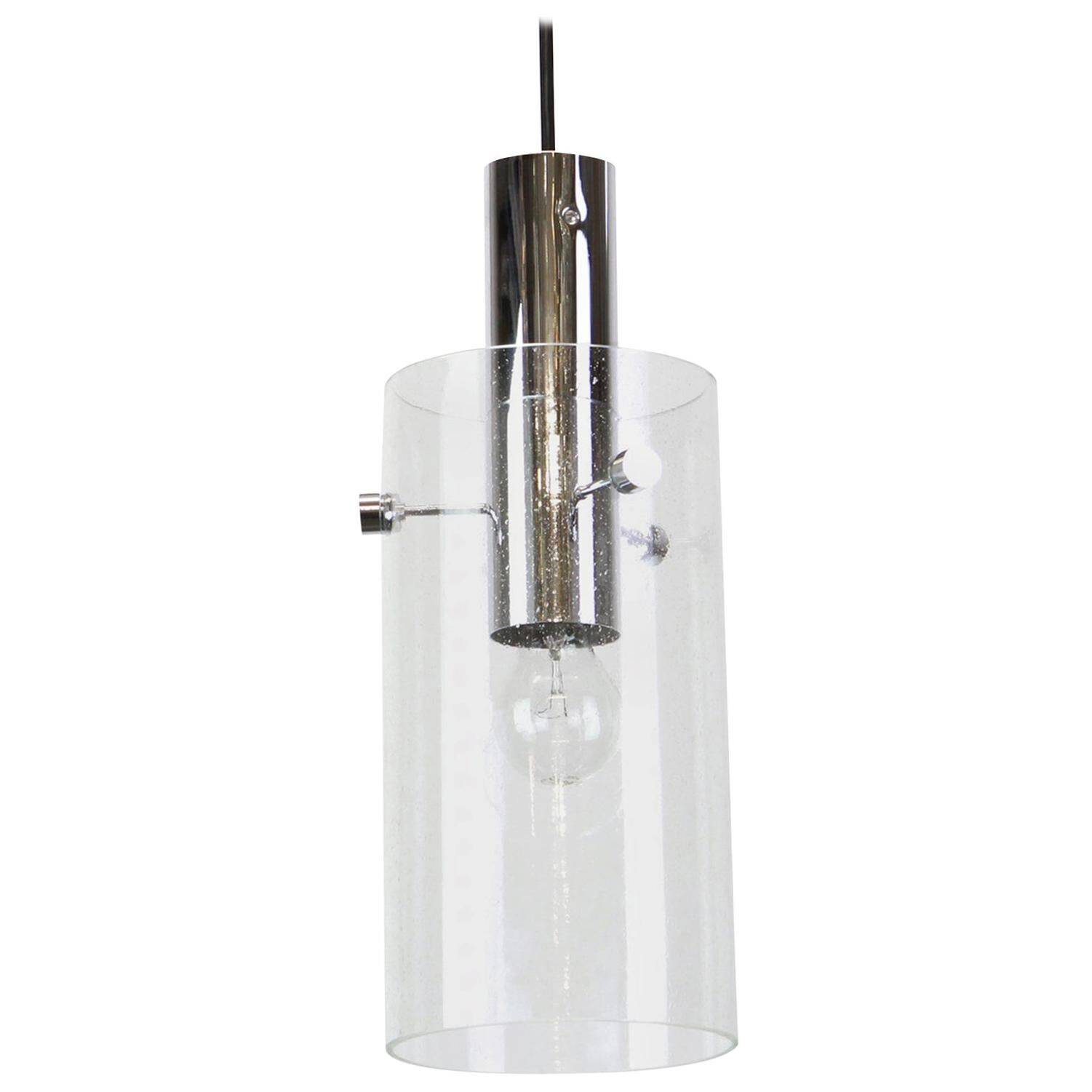 1 of 3 lantern-shaped pendant light with cylindrical glass shade by Limburg, Germany, 1960s.