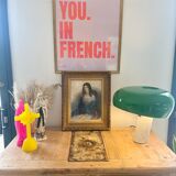 Tableau jeune femme au chalet bleu
