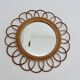 Authentic "flower" mirror in rattan and bamboo, 1960s 70s.