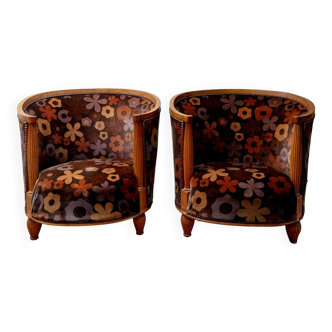 Pair of armchairs basket 1920 1930