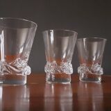 3 crystal wine glasses by Daum, Sorcy model, 1950s