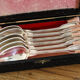 Set of 6 silver metal dessert spoons