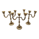Set of 3-light brass candlesticks with mother-of-pearl intrusion