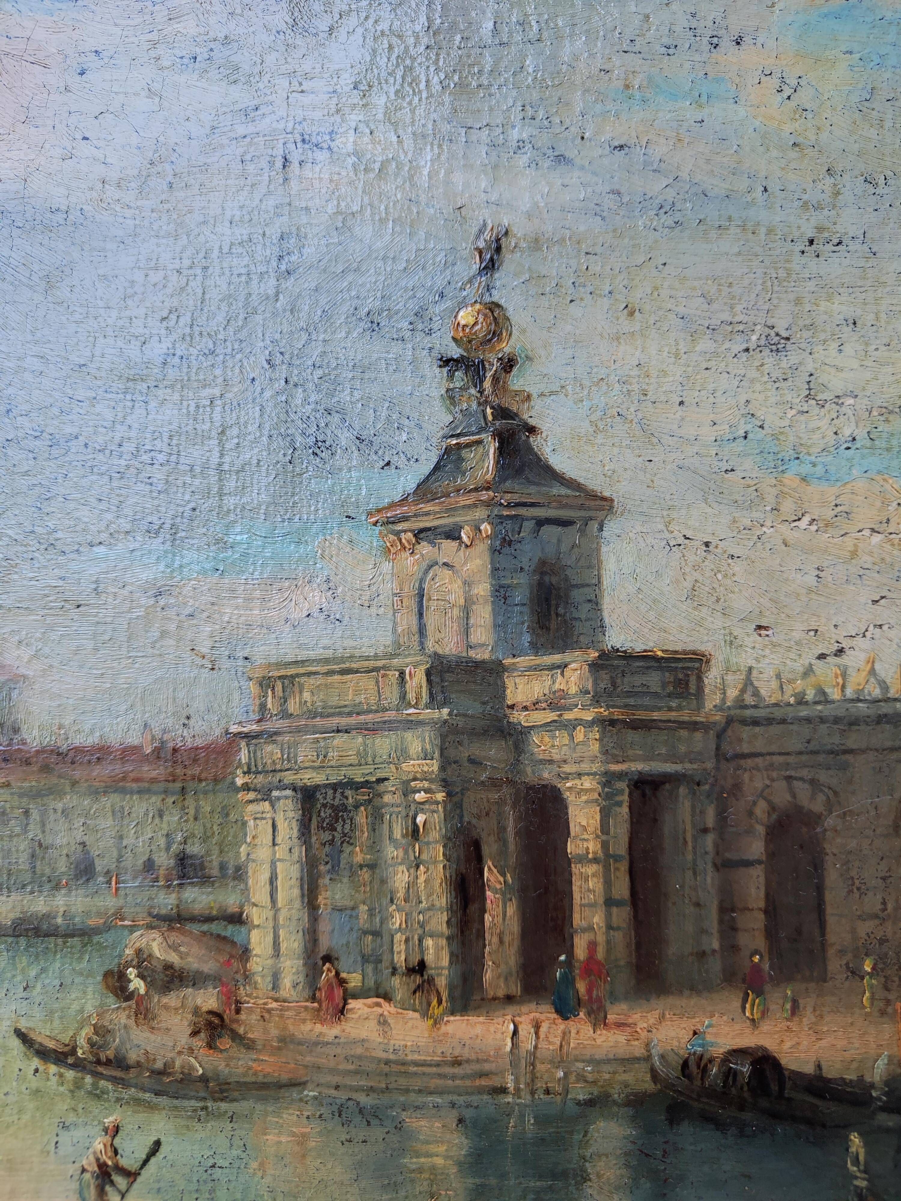 Venice Dogana, Oil on Canvas, Venetian School, style of Francesco Guardi
