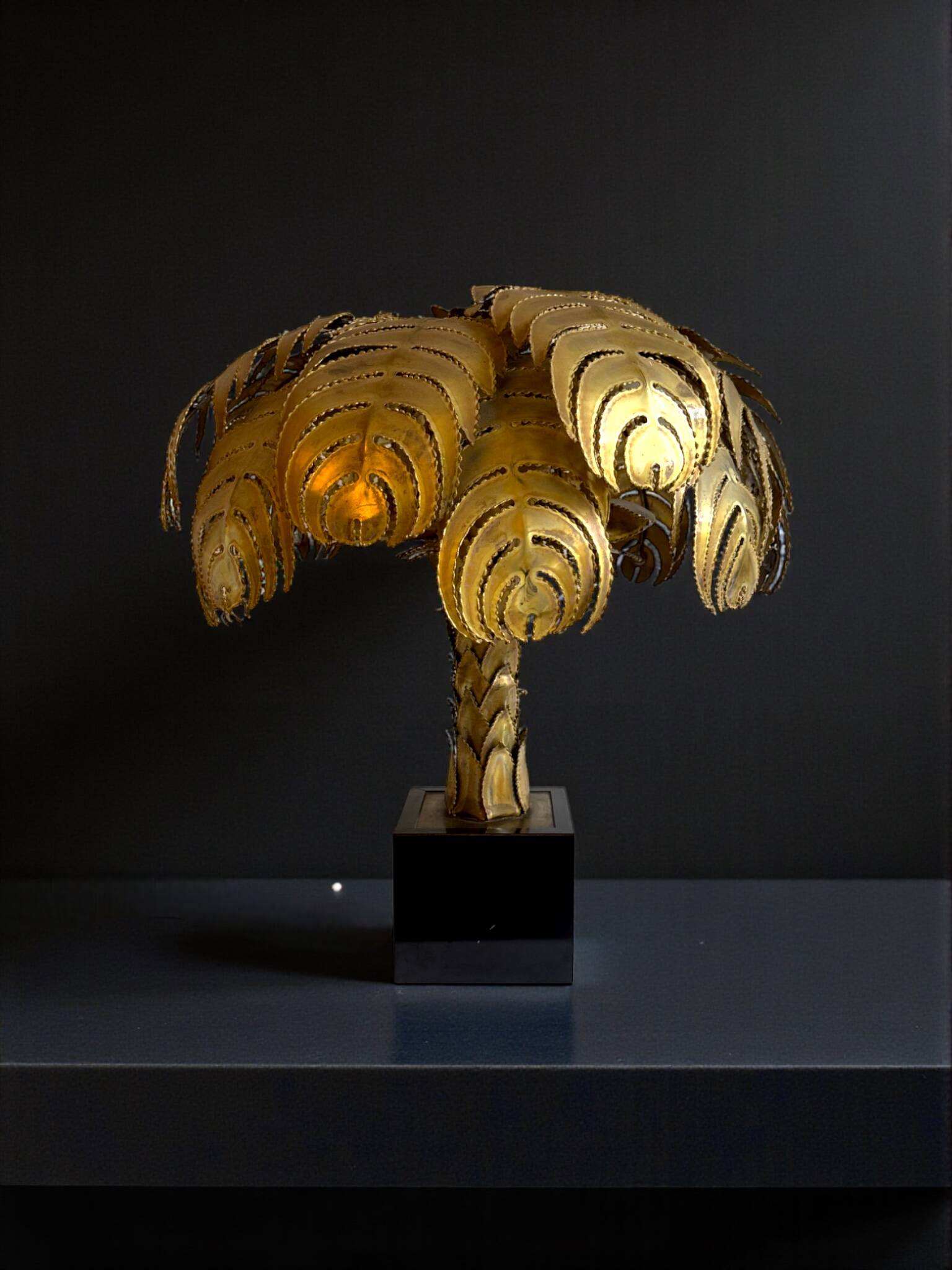 Palm Tree Lamp Maison Jansen, Christian Techoueyres, 65cm, Circa 1970