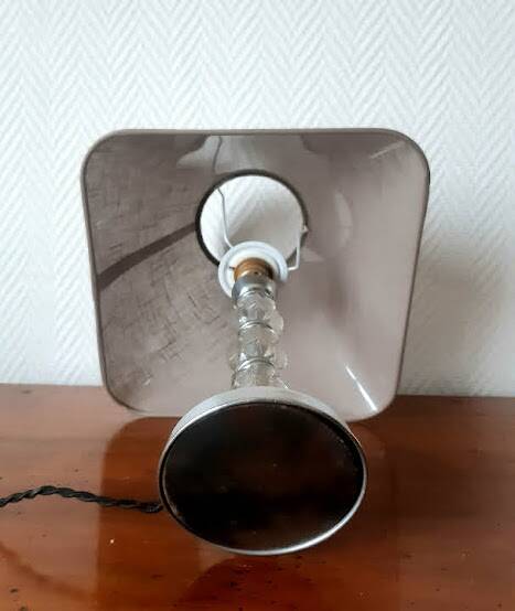 Art deco glass and metal lamp