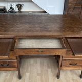 Minister's desk in solid oak with marquetry 1930s