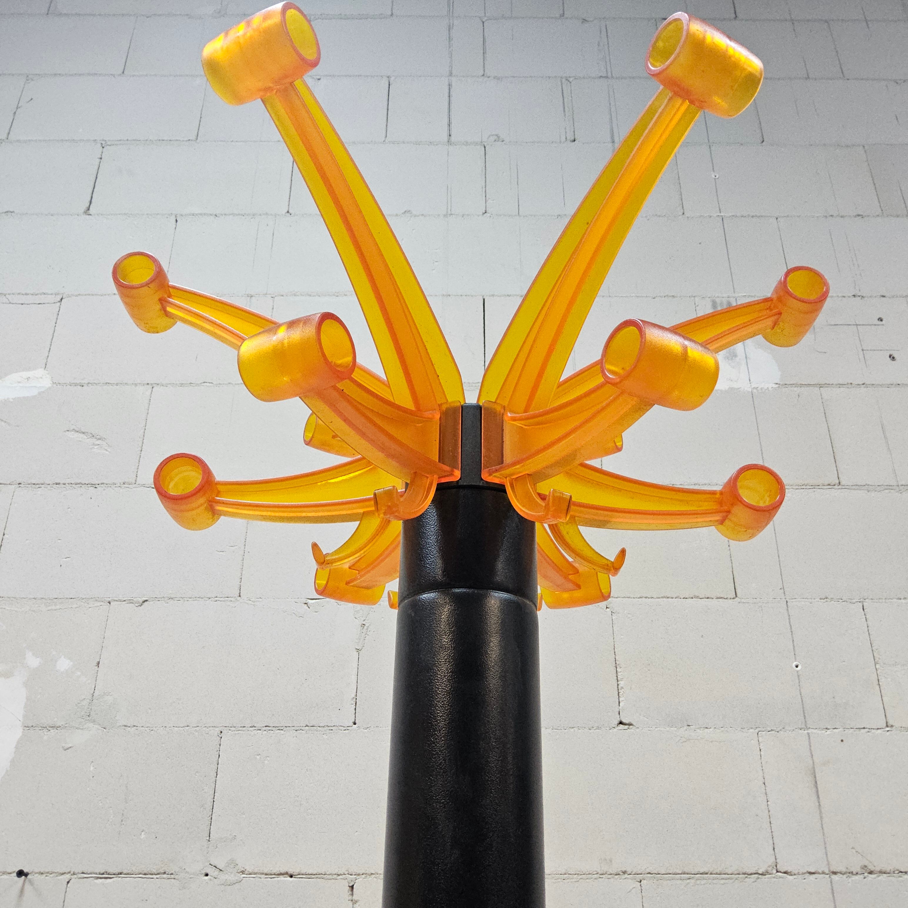Vintage space age orange Italian style plastic coat rack