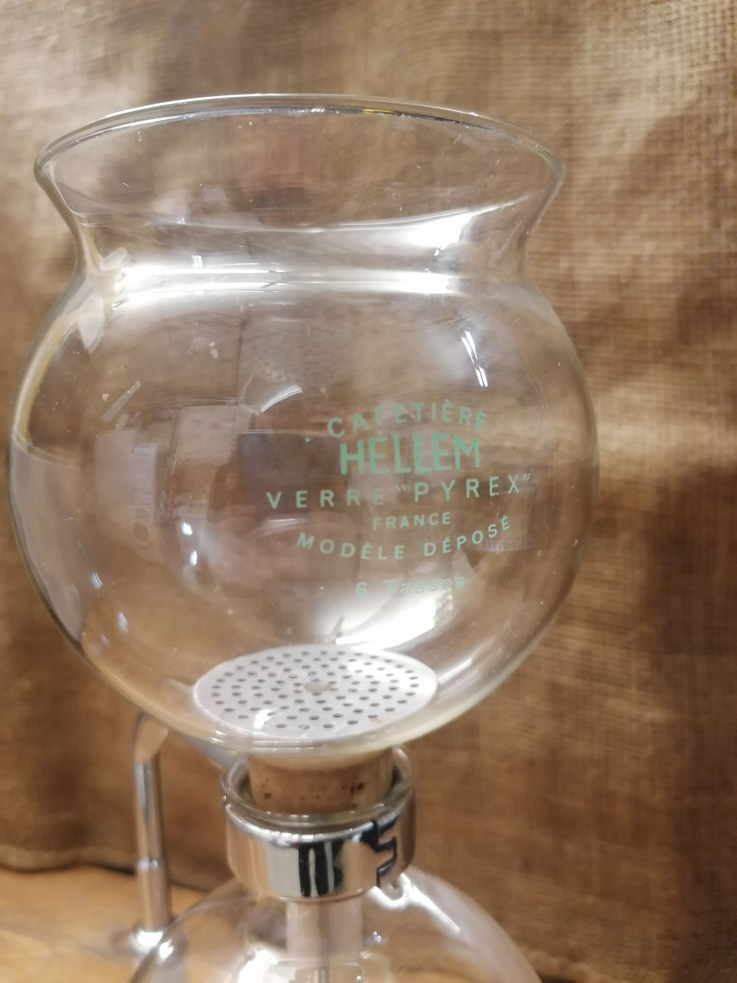 Vintage Coffee maker Hellem France - 6 cups, with its burner -Glass pyrex - 1960