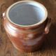 Brown terracotta pot two handles glazed interior