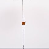 Mid Century Adjustable Chrome Walnut Floor Lamp by Hans Eichenberger 1950s