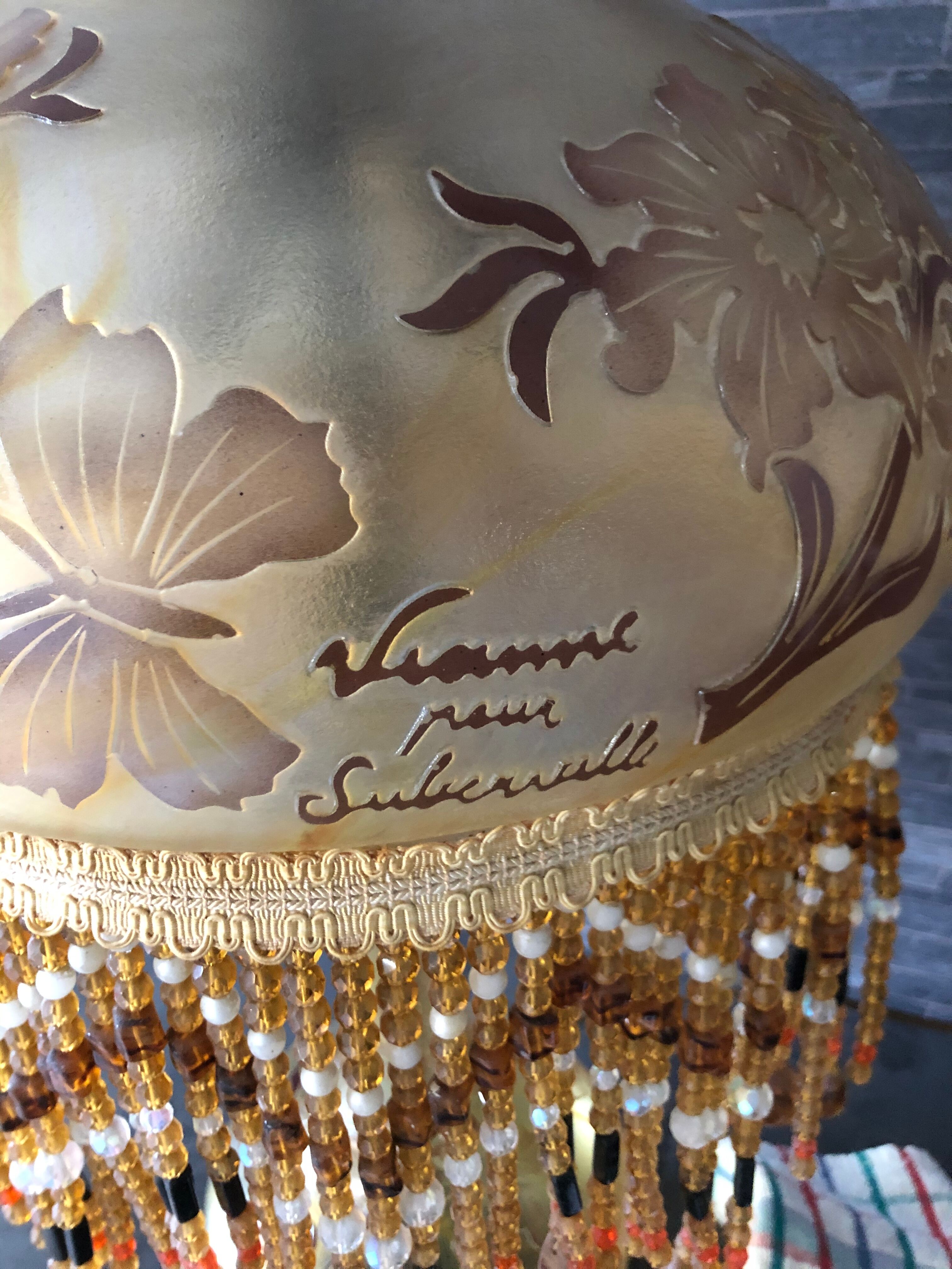 Glass lamp floral decoration Vianne ed. Suberville