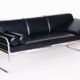 Sofa in Chrome-Plated Tubular Steel and Black Leather attributed to Hynek Gottwald, Former Czechoslovakia, 1930s