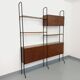 Vintage Italian double modular bookcase in wood and metal