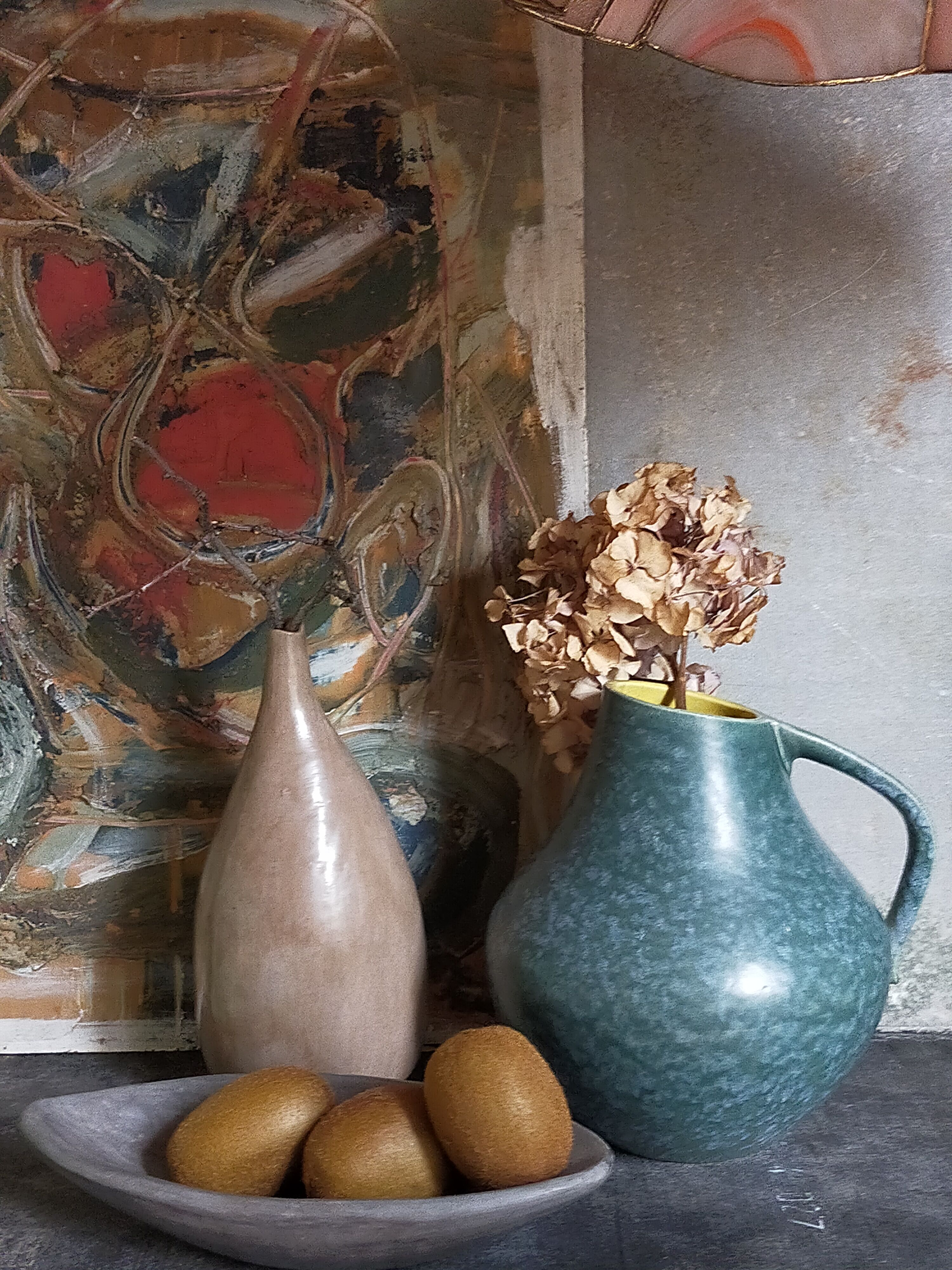 German ceramic vase Art-Deco with speckled enamel model n°377