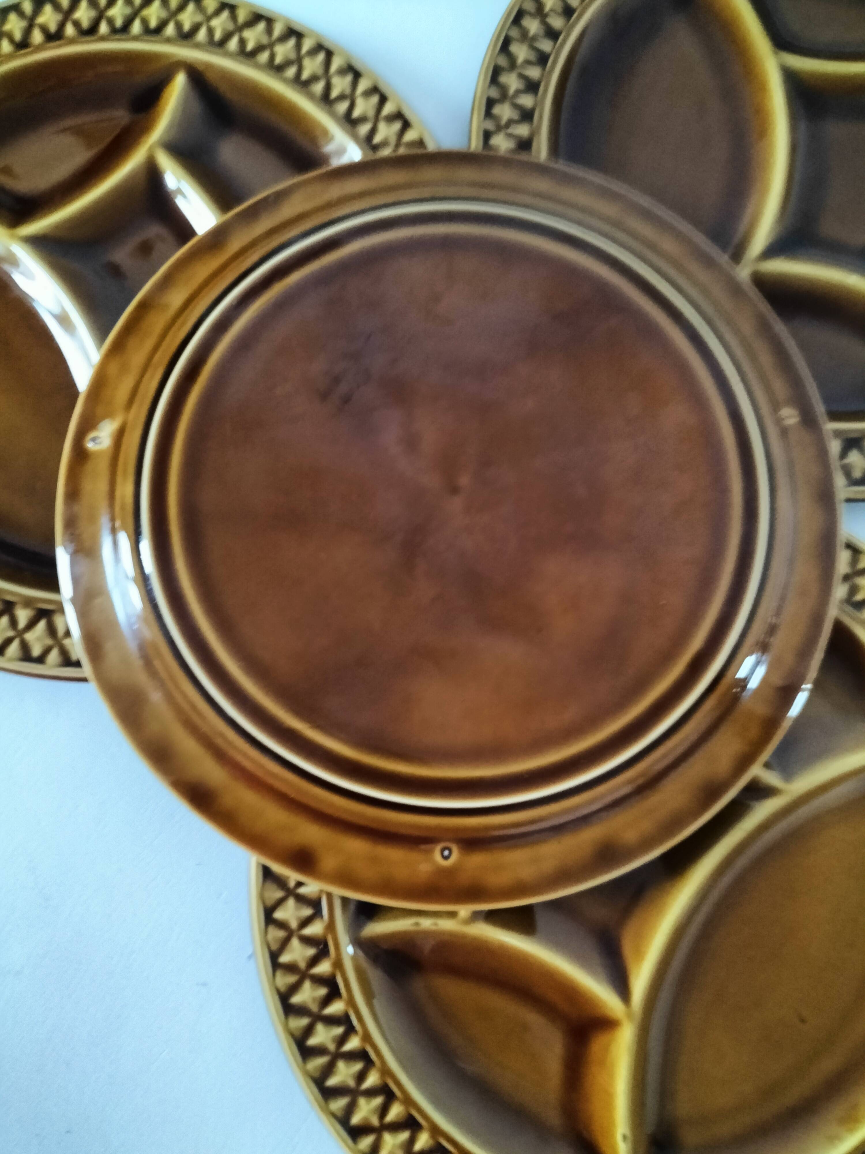 Ensemble de 4 assiettes compartimentées Digoin Sarreguemines