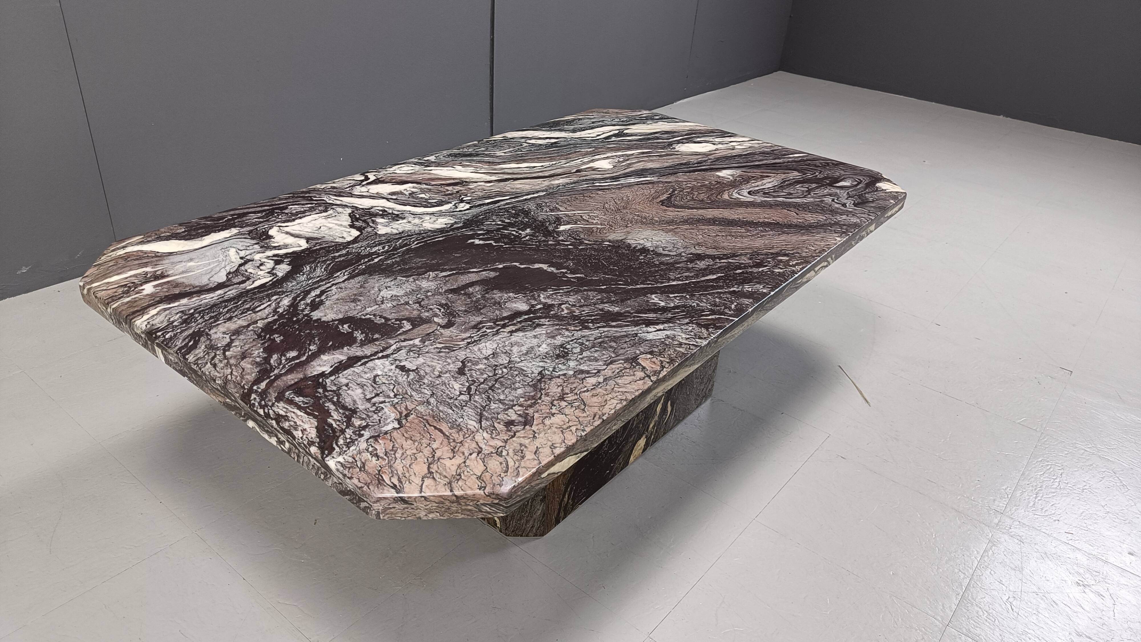Vintage grey marble coffee table, 1970s