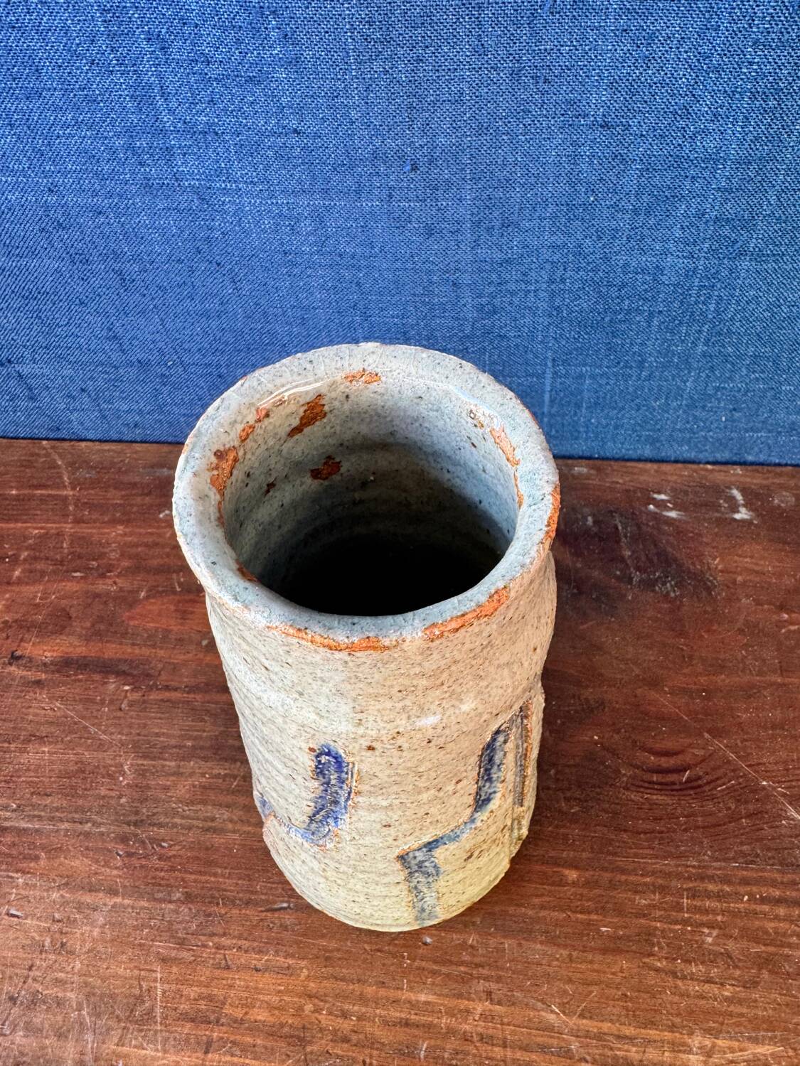 Beautiful stoneware vase glazed by the ceramist Jean Tessier. Late 20th century