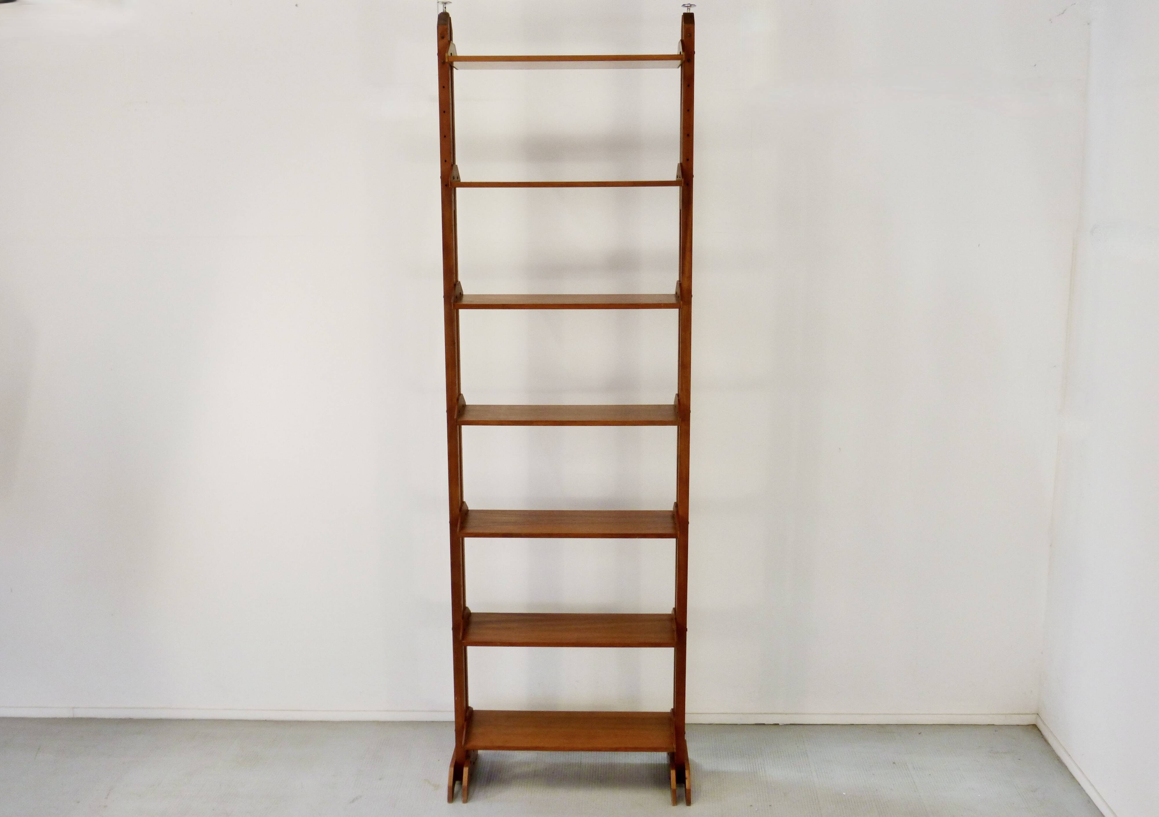 Midcentury Italian Shelving Unit / Bookcase / Cupboard In Teak Vintage Mode