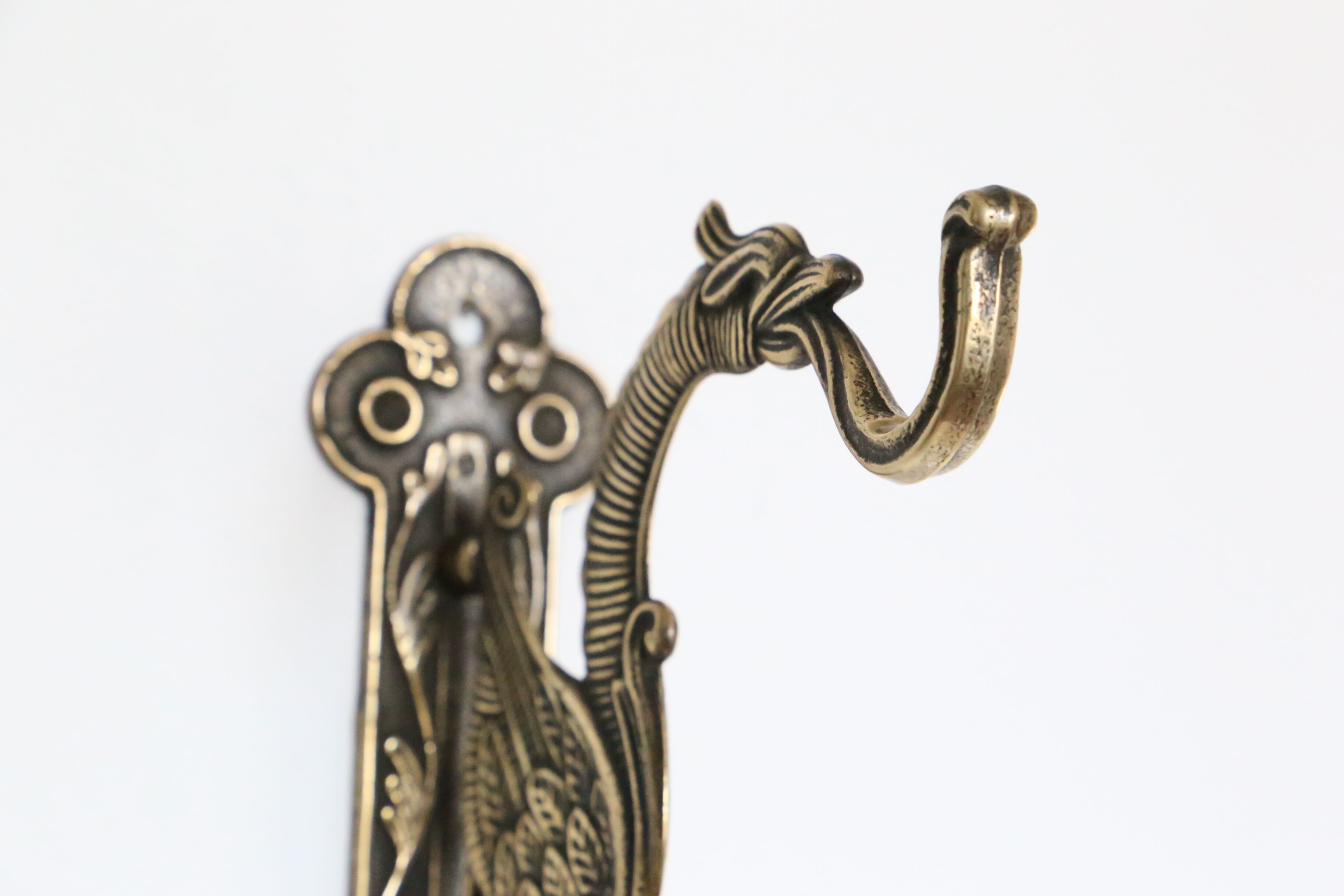 Gothic dragon rack, plant door or brass mantle holder