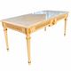 Louis XVI style coffee table in patinated and gilded wood, marble top.