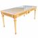 Louis XVI style coffee table in patinated and gilded wood, marble top.