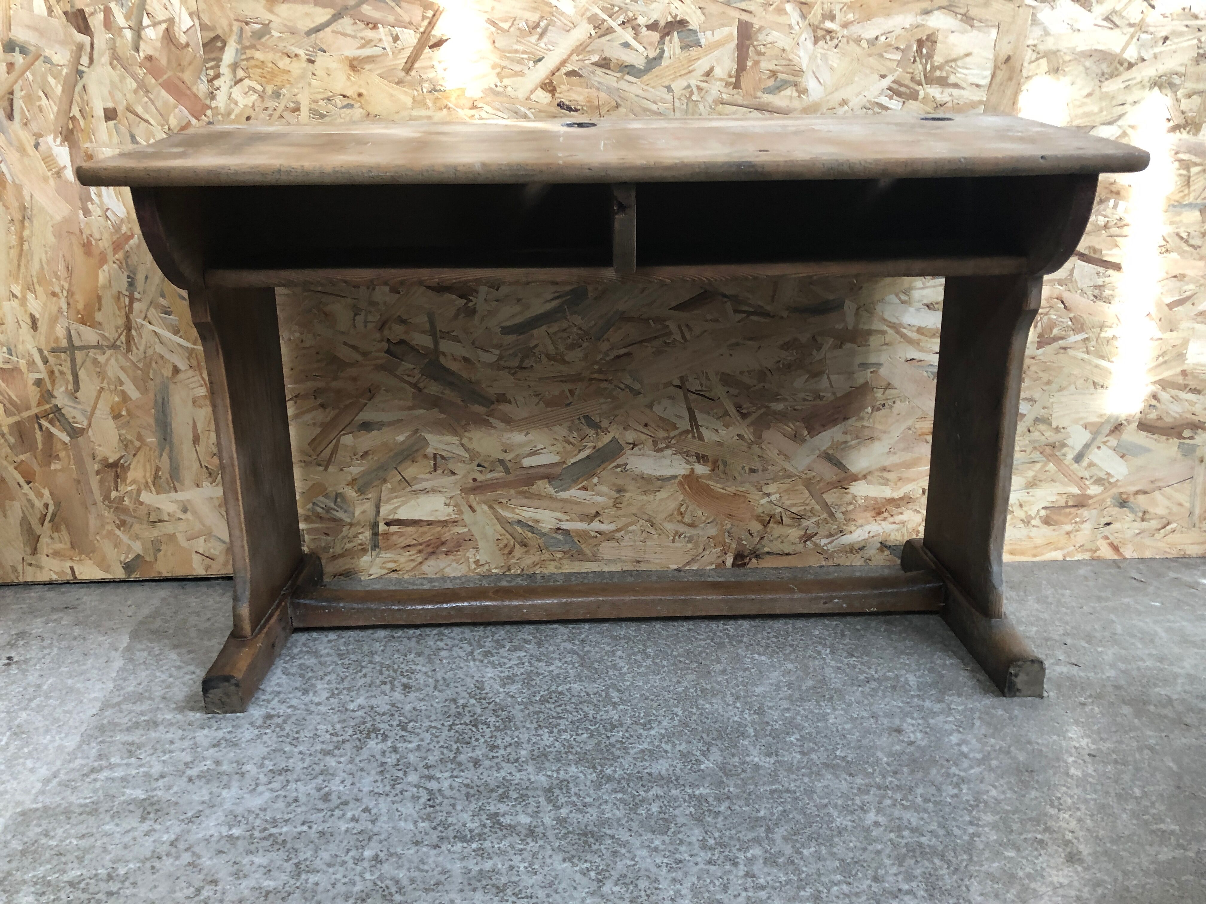 Old school office desk double wood box vintage inkwell location