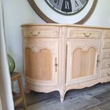 Low buffet in renovated solid cherry wood – Revisited Louis XV style – 250 cm