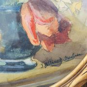 2 old framed oval paintings signed J Billiard Duchesne