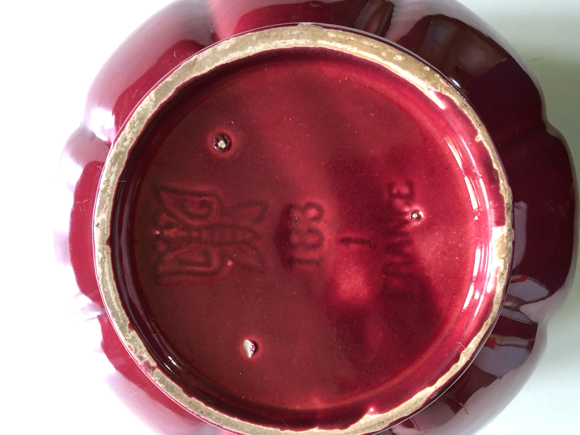 Large burgundy and gold vase