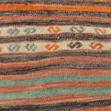 6x7 Pale Red Striped Vintage Kilim Rug, 201x227Cm