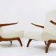 Paire de fauteuils des années 1960 en bouclette blanche