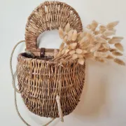 Vintage woven wicker fisherman's bag – Wall rattan basket
