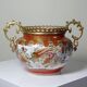 Cache-pot japonais en porcelaine Kutani et bronze, époque Meiji XIX-XXe