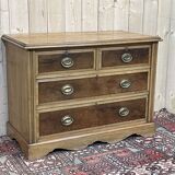 English chest of drawers in frene and nineteenth yew magnifying glass