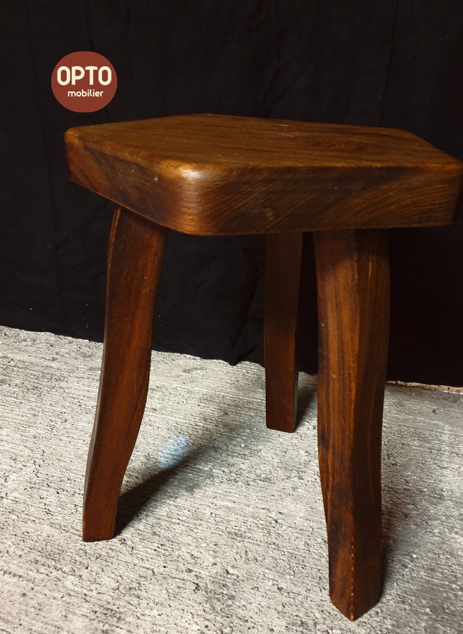 elm stool Aranjou style 80's
