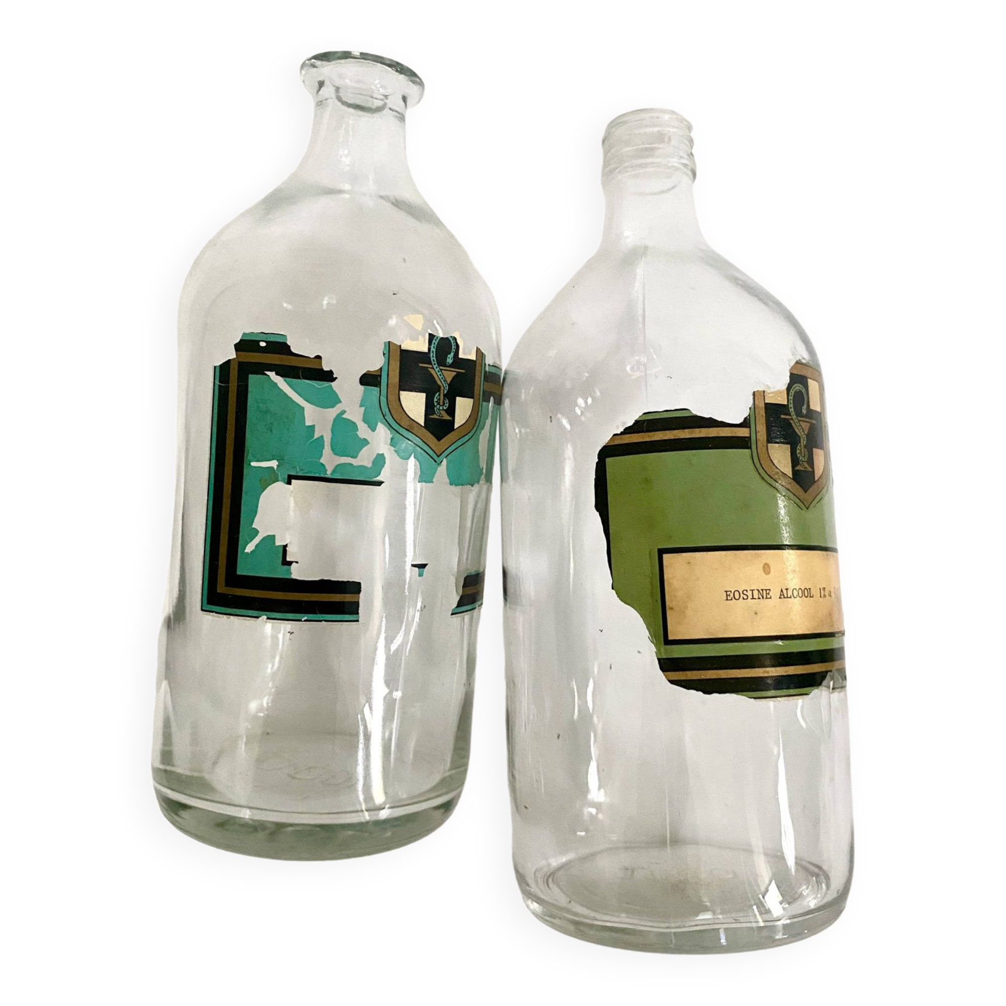 Pharmacy bottles 1900, glass and label