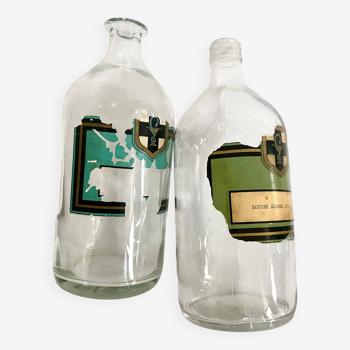 Flacons d’officine 1900, verre et étiquette